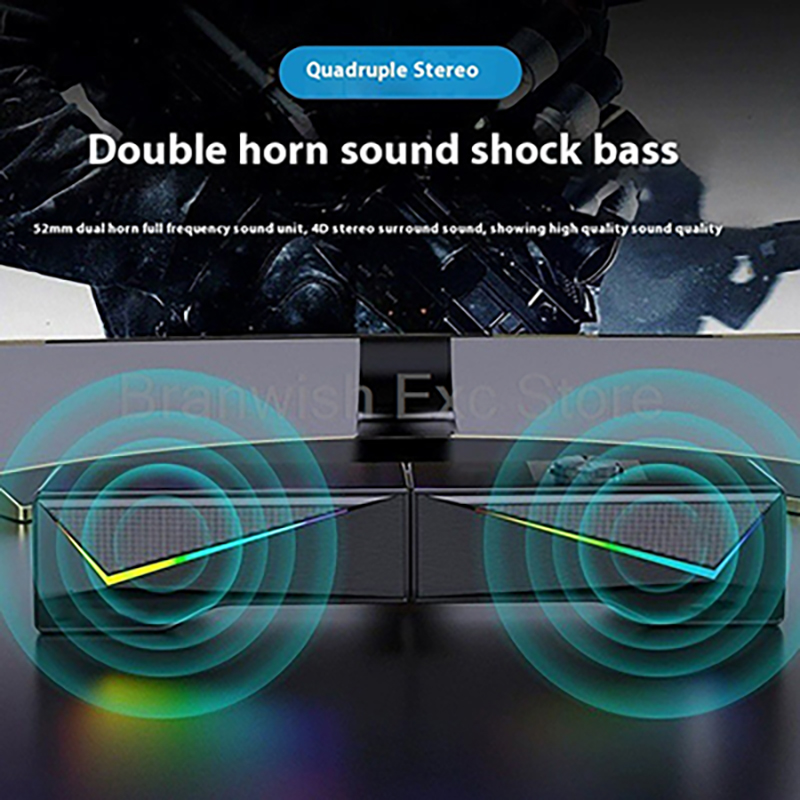 Rgb Computer Soundbar For Pc - 2x2.5W Computer Speaker RGB Light Gaming