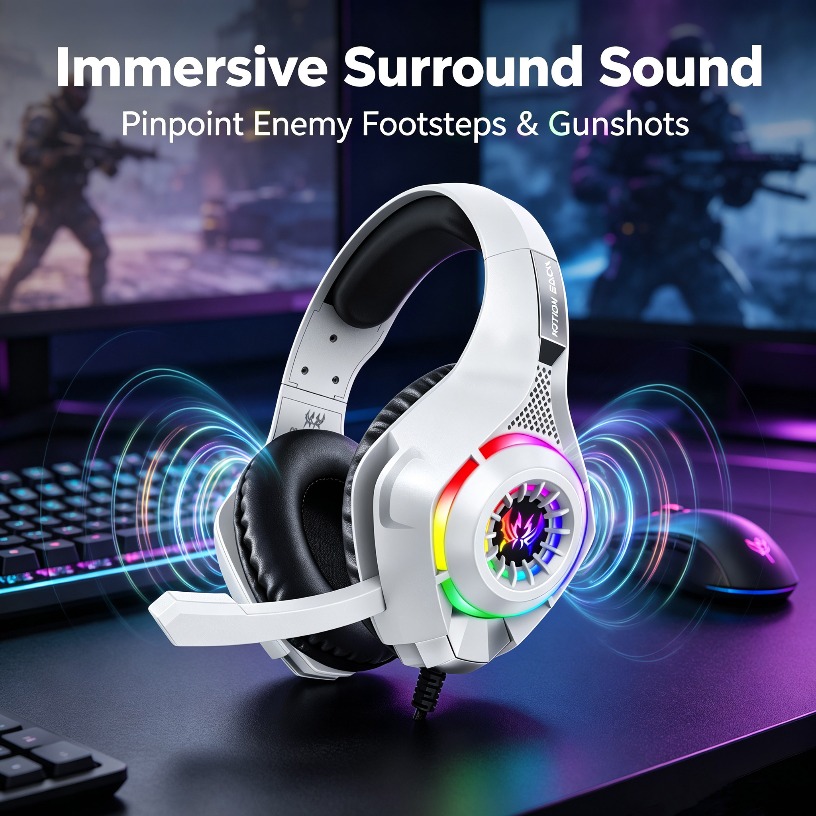 Gaming Headset With Mic Rgb - Wired Gaming Headphones with Mic RGB