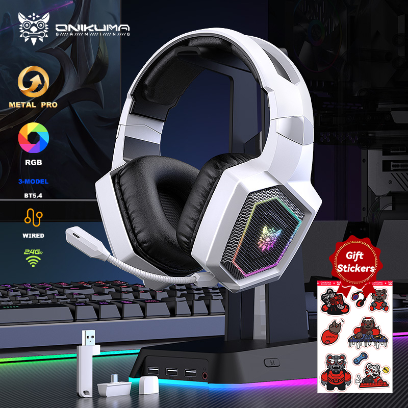 Gaming Headset With Mic Rgb - ONIKUMA 2.4GHz Wireless Gaming Headset For