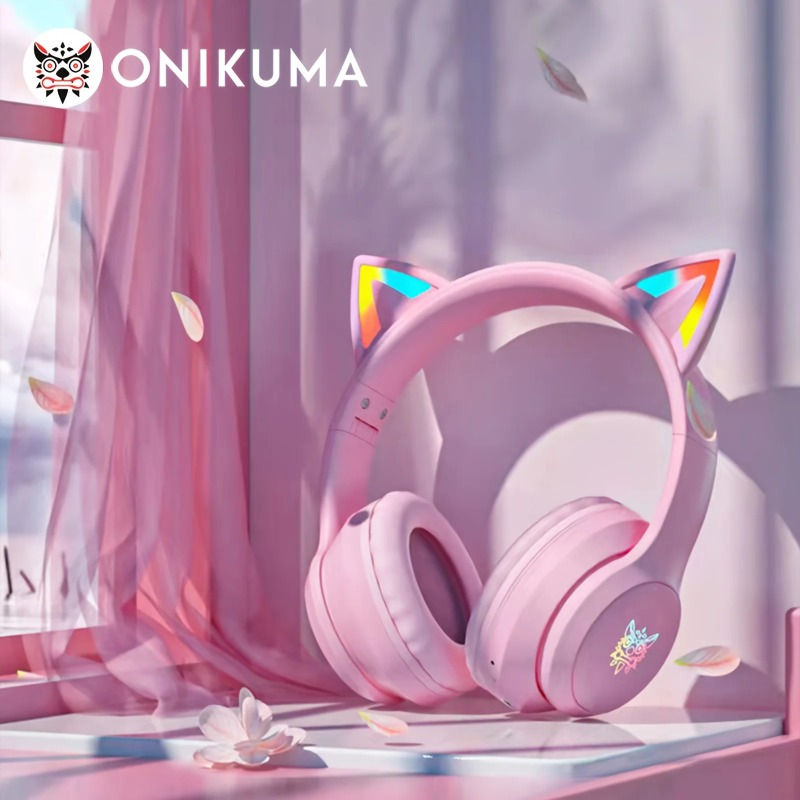 Onikuma B90 Pink Cat Ear Gamin - đánh giá và giá Gaming Headset With Mic Rgb