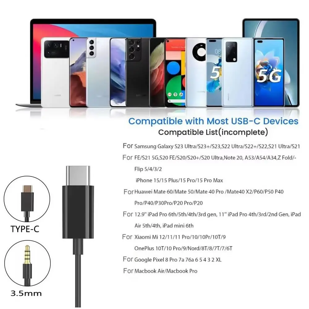 USB C Single Side Headphone fo - đánh giá và giá Type C Wired Earphones With Mic
