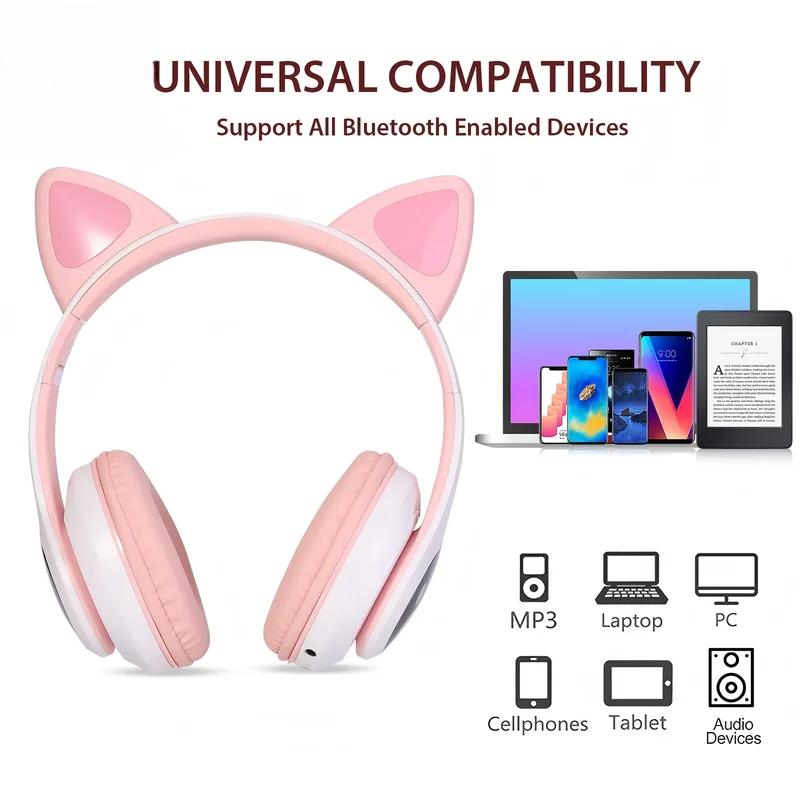 T28 Wireless Bluetooth Headpho - đánh giá và giá Cat Ear Bluetooth Headset Led