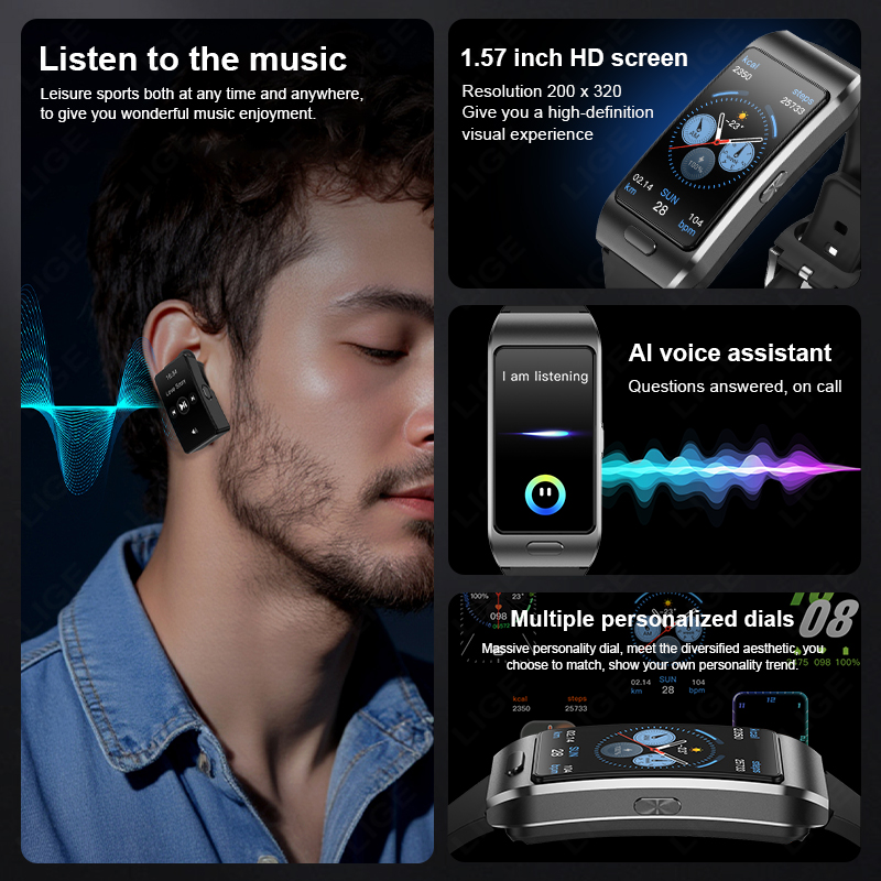 LIGE New Smart Watch Earbuds T - đánh giá và giá Tws Earbuds Bluetooth 5.3