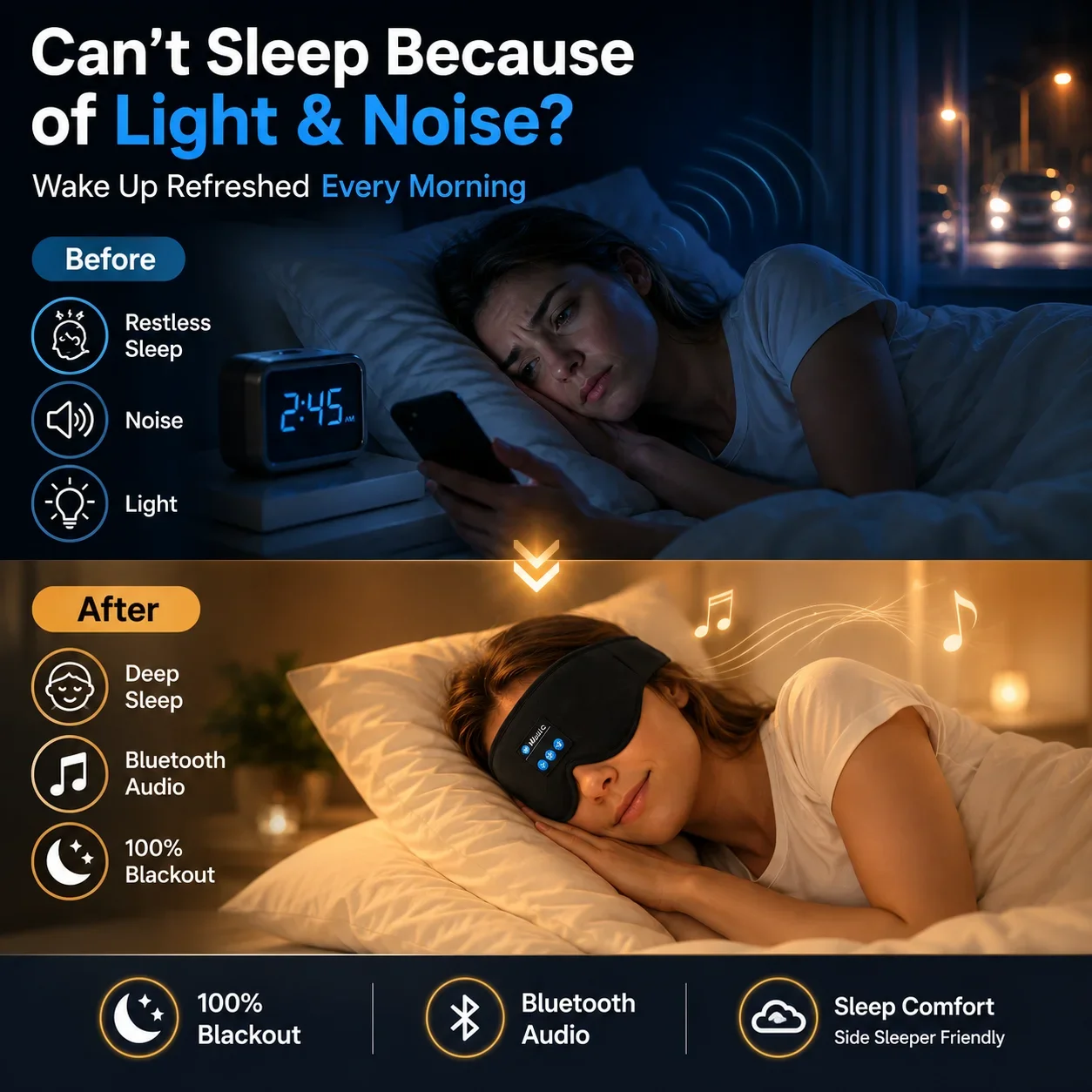 Wireless Sleep Headphones Eye  - đánh giá và giá Sleep Mask Headphones Bluetooth