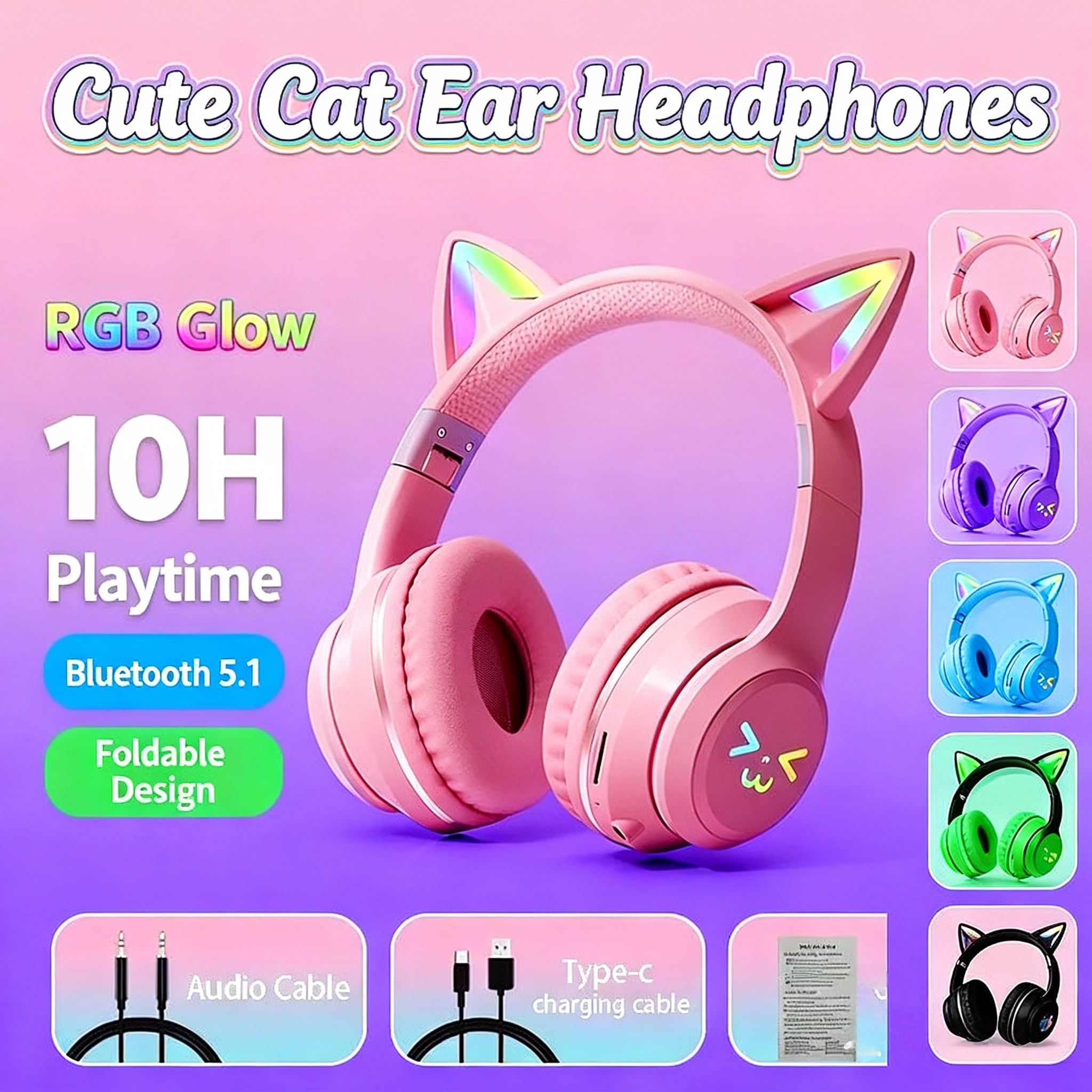 2026 New RGB Cat Ear Bluetooth - đánh giá và giá Gaming Headset With Mic Rgb