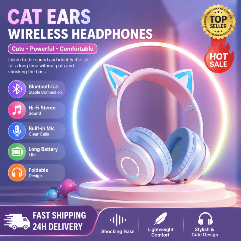 New Best Selling RGB Head-moun - đánh giá và giá Cat Ear Bluetooth Headset Led