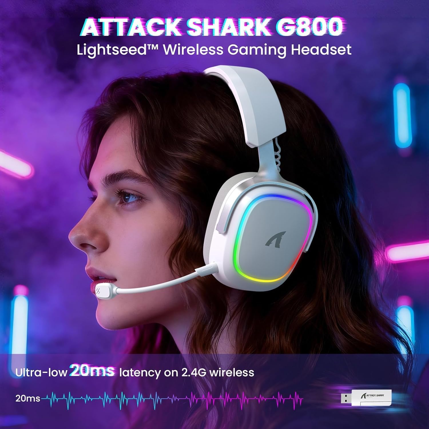 ATTACK SHARK G800 Wireless Gam - đánh giá và giá Gaming Headset With Mic Rgb