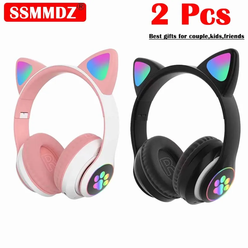 2 Pcs Wireless Headset Bluetoo - đánh giá và giá Cat Ear Bluetooth Headset Led