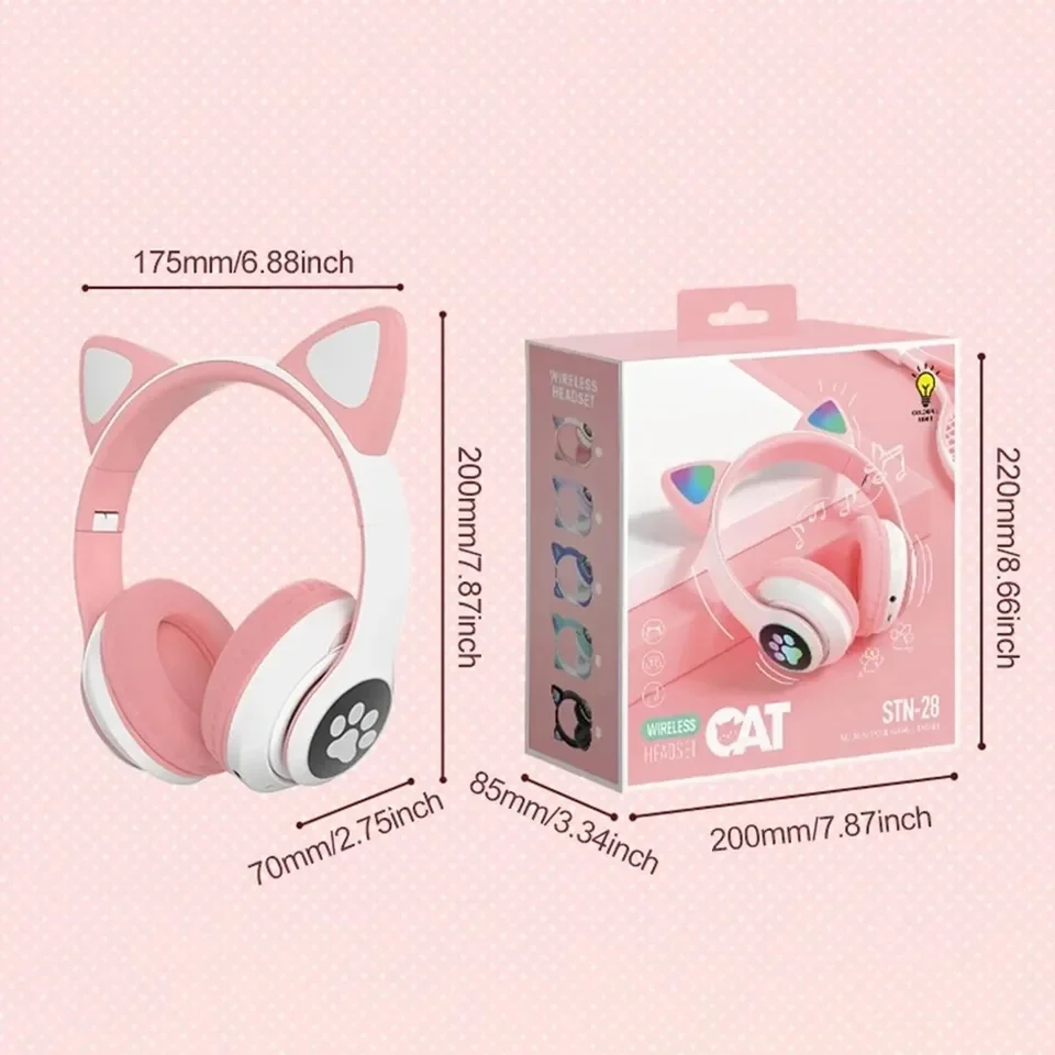 2 Pcs Wireless Headset Bluetoo - đánh giá và giá Cat Ear Bluetooth Headset Led