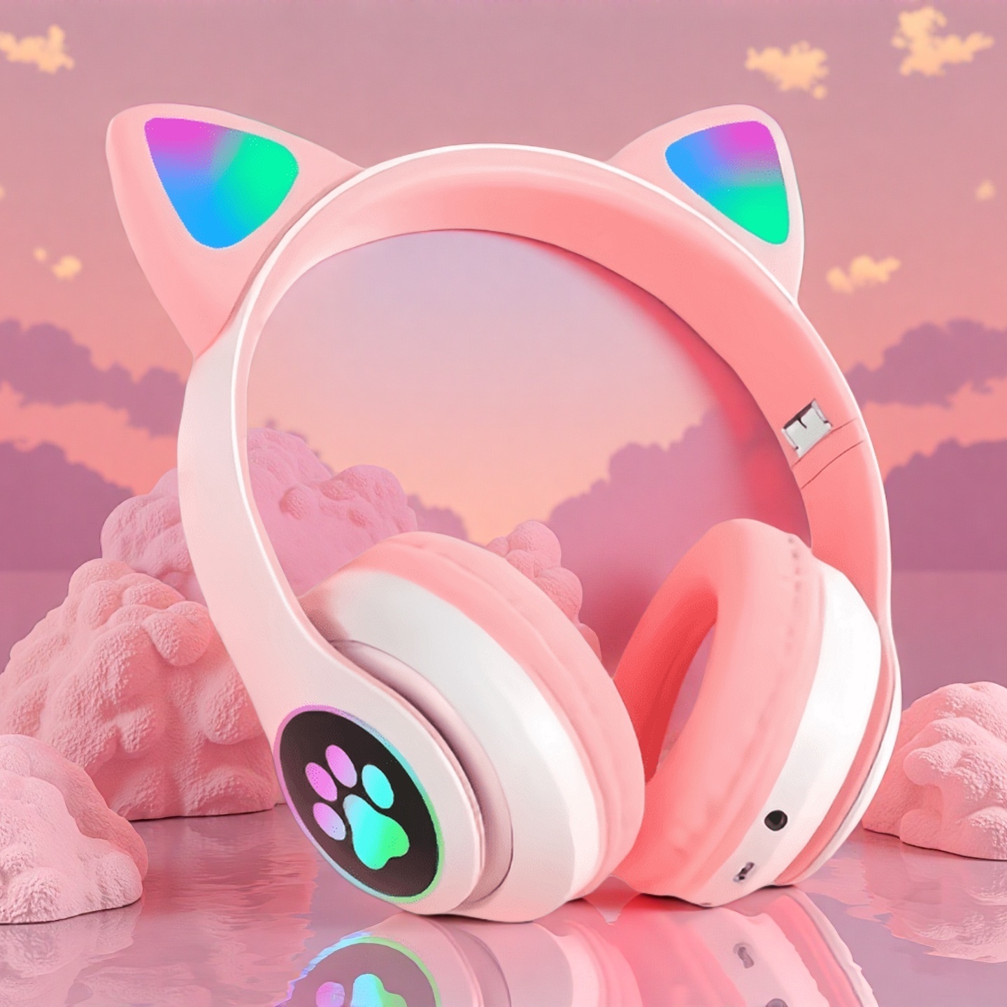 New Flash Light Cute Cat Ears  - đánh giá và giá Cat Ear Bluetooth Headset Led
