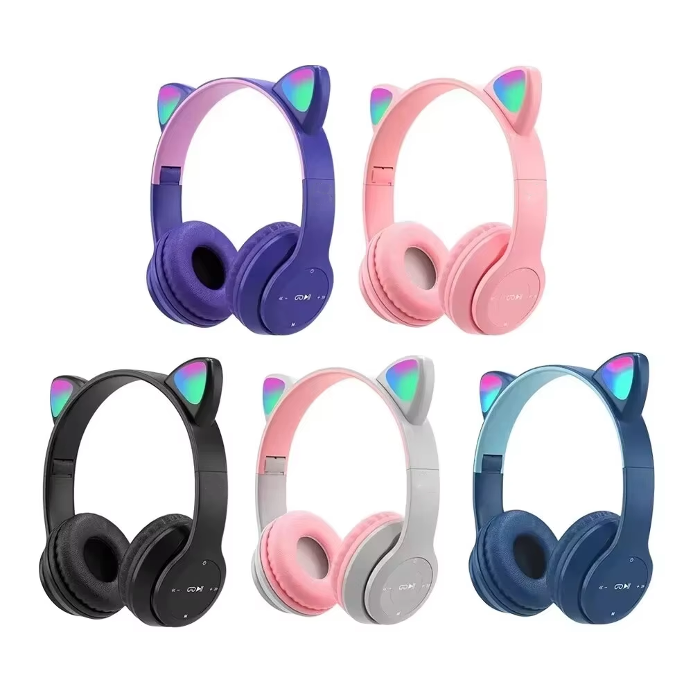 Kids P47M Wireless Game Headph - đánh giá và giá Cat Ear Bluetooth Headset Led